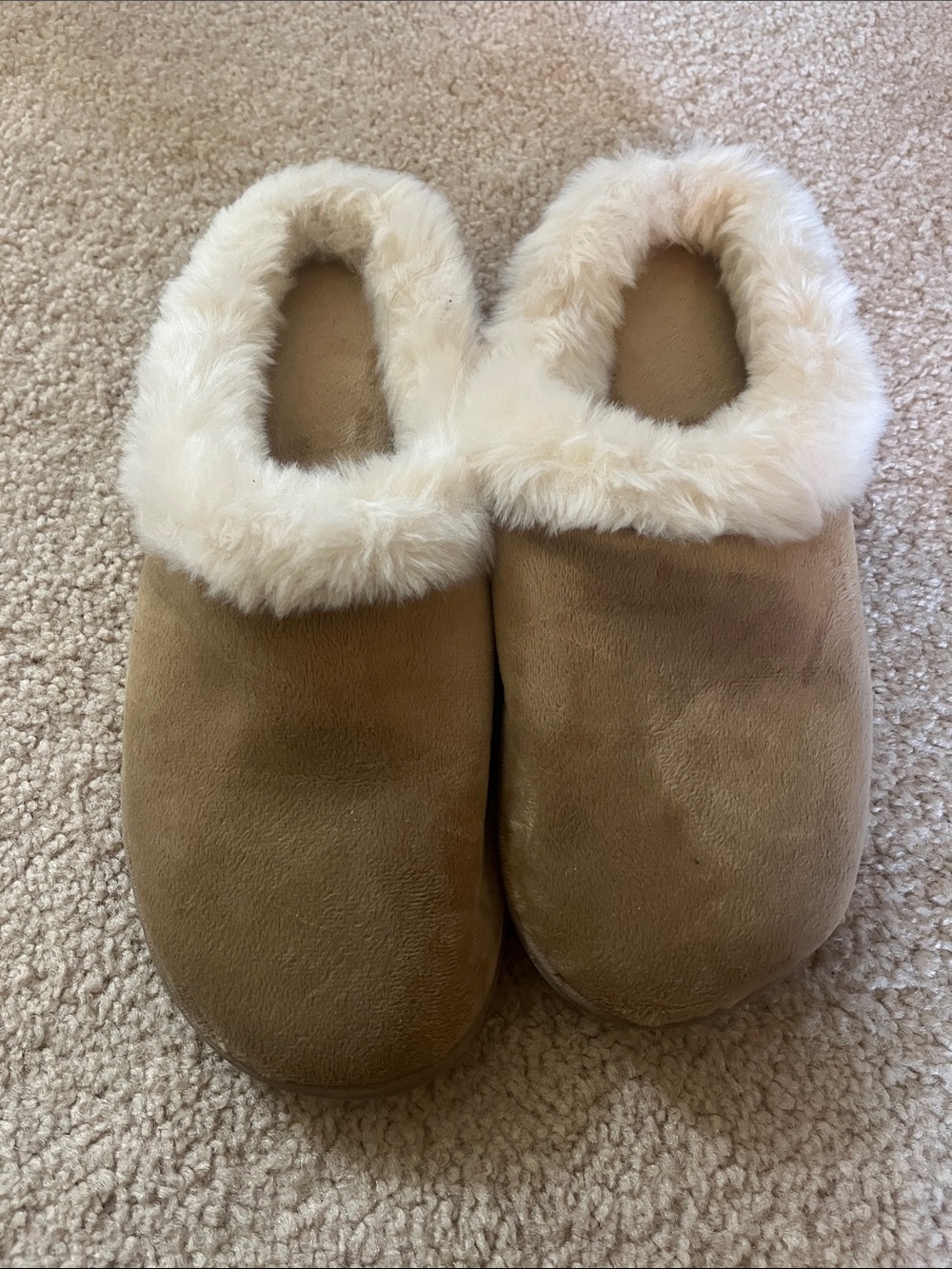 Charter Club Tan Slip-On Faux-Shearling Lined Slippers